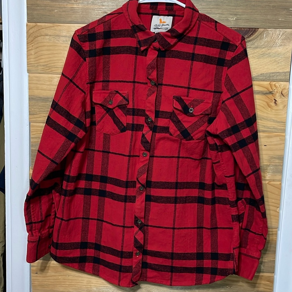 Field & Stream Women's Long Sleeve Thick‎ Red Plaid Flannel XL